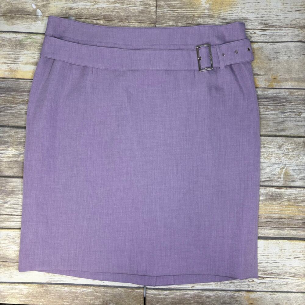 NWT Anne Klein Lavender Belted Preppy Business‎ Office Lined Pencil Skirt Sz 12